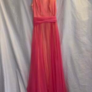 Vintage pink/orange Pleated Chiffon Dress sheer overlay Y2K